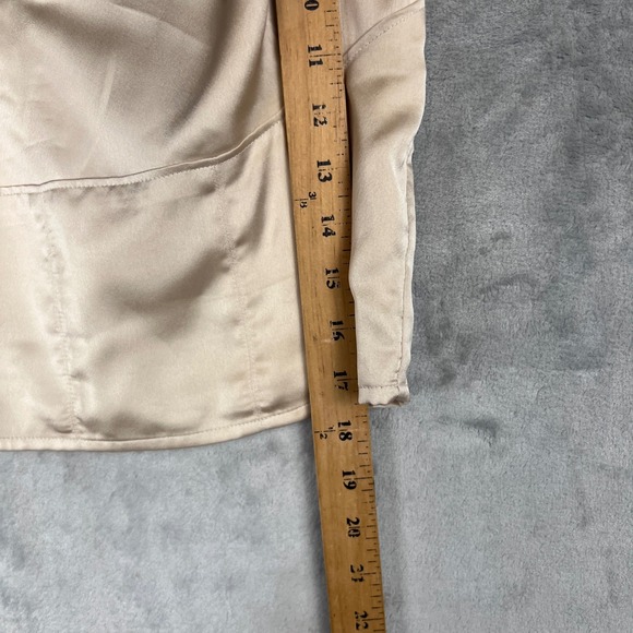 Abercrombie Fitch Y2K Satin Smocked Cami Top Champagne Gold Sweetheart Neckline - Picture 5 of 10